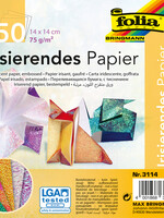Folia Paper Vouwblaadjes Folia 75gr 14x14cm 50 vel 2-zijdig iriserend embossing assorti kleuren
