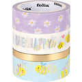 Folia Paper Washi tape Folia hotfoil bees 3x 15mmx5m 1x 10mmx5m