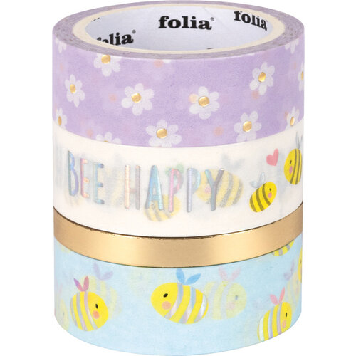 Folia Paper Washi tape Folia hotfoil bees 3x 15mmx5m 1x 10mmx5m