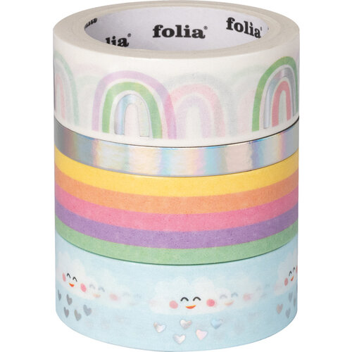 Folia Paper Washi tape Folia hotfoil rainbow 2x 15mmx5m 1x 10mmx5m