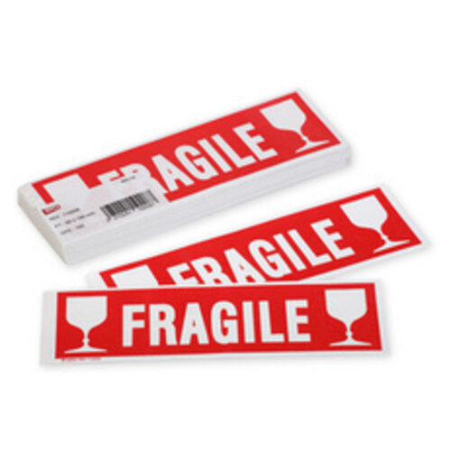 Agipa 100 x etiket 'FRAGILE' - Agipa - 60x190mm - felrood - permanent klevend