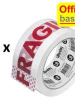 Office Basics 3 x Tape "FRAGILE" - 50 mm x 66 m - rood/wit