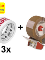 Office Basics 3 rouleaux de ruban adhésif Office Basics 'Fragile' 50 mm x 60 m et distributeur