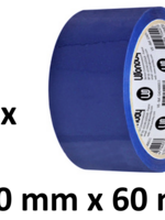 Office Basics 6 x gekleurd verpakkingstape - PP - 50mm x 66m - blauw
