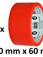 Office Basics 6 x gekleurd verpakkingstape - PP - 50mm x 66m - rood