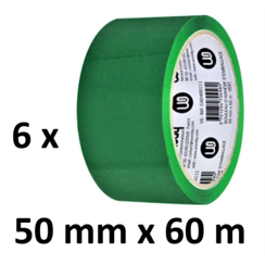 6 x gekleurd verpakkingstape - PP - 50mm x 66m - groen