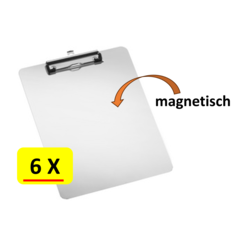 6 x Klembord Aluminium - Magnetisch - Office Basics - A4