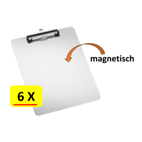 Office Basics 6 x Klembord Aluminium - Magnetisch - Office Basics - A4