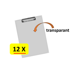 12 x Klembord Office Basics - Acryl - transparant - A4 - 23 x 31cm