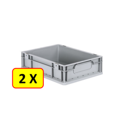 2 x Boîte empilable Euronorm H12 - 40x30x12 cm - gris