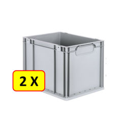 2 x Boîte empilable Euronorm H32 - 40x30x32 cm - gris