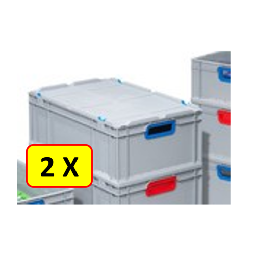 Euronorm 2 x Couvercle bac empilable Euronorm 40x30 avec clips de fermetures