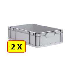 2 x Boîte empilable Euronorm H17 - 60x40x17 cm - gris