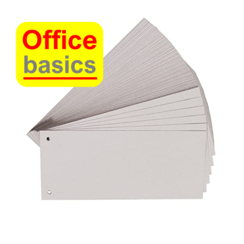 Office Basics Scheidingsstrook - tabbladen - gerecycled karton - grijs - 240x105mm recht - set 100 stuks