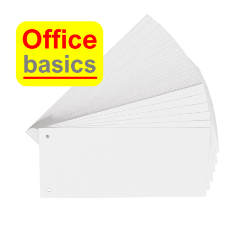 Office Basics Office Basics Scheidingsstrook - tabbladen - gerecycled karton - wit - 240x105mm recht - set 100 stuks
