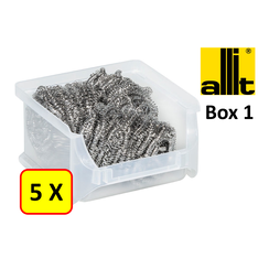 5 x Bac de rangement - bac de reÌcupeÌration - bac empilable Allit - ProfiPlus Box 1 - 0,3 L - PP - transparent