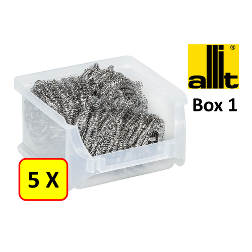 Allit 5 x Magazijnbak - grijpbak - stapelbak Allit - ProfiPlus Box 1 - 0,3 L - PP - transparant