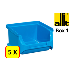 5 x Bac de rangement - bac de reÌcupeÌration - bac empilable Allit - ProfiPlus Box 1 - 0,3 L - PP - bleu