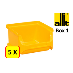 5 x Bac de rangement - bac de reÌcupeÌration - bac empilable Allit - ProfiPlus Box 1 - 0,3 L - PP - jaune
