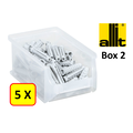 Allit 5 x Bac de rangement - bac de reÌcupeÌration - bac empilable Allit - ProfiPlus Box 2 - 0,6 L - PP - transparent