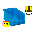 Allit 5 x Magazijnbak - grijpbak - stapelbak Allit - ProfiPlus Box 2 - 0,6 L - PP - blauw