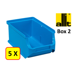 5 x Magazijnbak - grijpbak - stapelbak Allit - ProfiPlus Box 2 - 0,6 L - PP - blauw