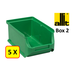5 x Bac de rangement - bac de reÌcupeÌration - bac empilable Allit - ProfiPlus Box 2 - 0,6 L - PP - vert
