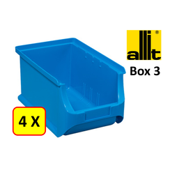 4 x Magazijnbak - grijpbak - stapelbak Allit - ProfiPlus Box 3 - 2,4 L - PP - blauw