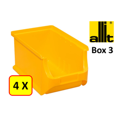 4 x Magazijnbak - grijpbak - stapelbak Allit - ProfiPlus Box 3 - 2,4 L - PP - geel
