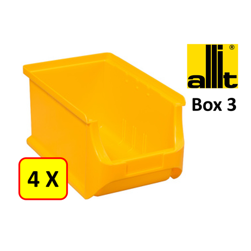 Allit 4 x Magazijnbak - grijpbak - stapelbak Allit - ProfiPlus Box 3 - 2,4 L - PP - geel
