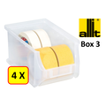 Allit 4 x Magazijnbak - grijpbak - stapelbak Allit - ProfiPlus Box 3 - 2,4 L - PP - transparant