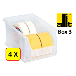 4 x Bac de rangement - bac de reÌcupeÌration - bac empilable Allit - ProfiPlus Box 3 - 2,4 L - PP - transparent