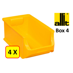 4 x Bac de rangement - bac de reÌcupeÌration - bac empilable Allit - ProfiPlus Box 4 - 5,8 L - PP - jaune
