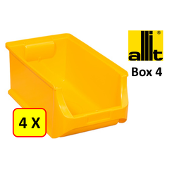 4 x Magazijnbak - grijpbak - stapelbak Allit - ProfiPlus Box 4 - 5,8 L - PP - geel