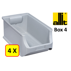 4 x Magazijnbak - grijpbak - stapelbak Allit - ProfiPlus Box 4 - 5,8 L - PP - grijs