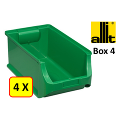 4 x Bac de rangement - bac de reÌcupeÌration - bac empilable Allit - ProfiPlus Box 4 - 5,8 L - PP - vert