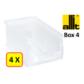 Allit 4 x Magazijnbak - grijpbak - stapelbak Allit - ProfiPlus Box 4 - 5,8 L - PP - transparant