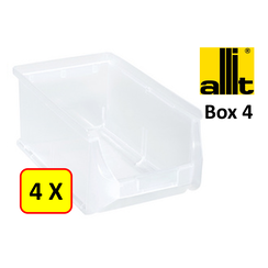 4 x Bac de rangement - bac de reÌcupeÌration - bac empilable Allit - ProfiPlus Box 4 - 5,8 L - PP - transparent