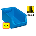 Allit 4 x Bac de rangement - bac de reÌcupeÌration - bac empilable Allit - ProfiPlus Box 4 - 5,8 L - PP - bleu