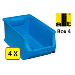 4 x Bac de rangement - bac de reÌcupeÌration - bac empilable Allit - ProfiPlus Box 4 - 5,8 L - PP - bleu