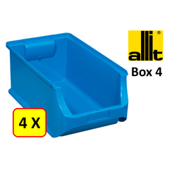 4 x Magazijnbak - grijpbak - stapelbak Allit - ProfiPlus Box 4 - 5,8 L - PP - blauw