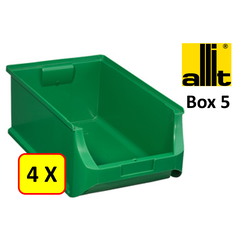 4 x Bac de rangement - bac de reÌcupeÌration - bac empilable Allit - ProfiPlus Box 5 - 17,5 L - PP - vert