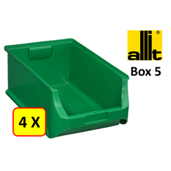 4 x Magazijnbak - grijpbak - stapelbak Allit - ProfiPlus Box 5 - 17,5 L - PP - groen