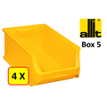 Allit 4 x Magazijnbak - grijpbak - stapelbak Allit - ProfiPlus Box 5 - 17,5 L - PP - geel