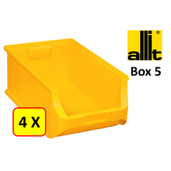 4 x Bac de rangement - bac de reÌcupeÌration - bac empilable Allit - ProfiPlus Box 5 - 17,5 L - PP - jaune