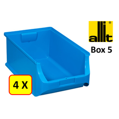 4 x Bac de rangement - bac de reÌcupeÌration - bac empilable Allit - ProfiPlus Box 5 - 17,5 L - PP - bleu