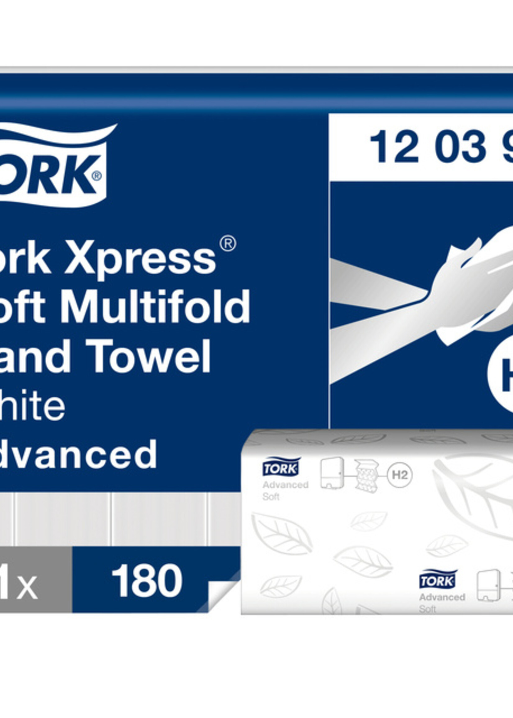 Tork Essuie-mains Tork Xpress® H2 Multifold Advanced 120398 2 ép 21x180 pcs blanc