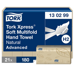 Essuie-mains Tork Xpress Soft Multifold Advanced 130299 H2 213x240mm 180 fls naturel