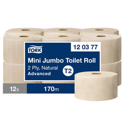 Papier toilette Tork mini Jumbo T2 Advanced 120377 2 ép 170m naturel