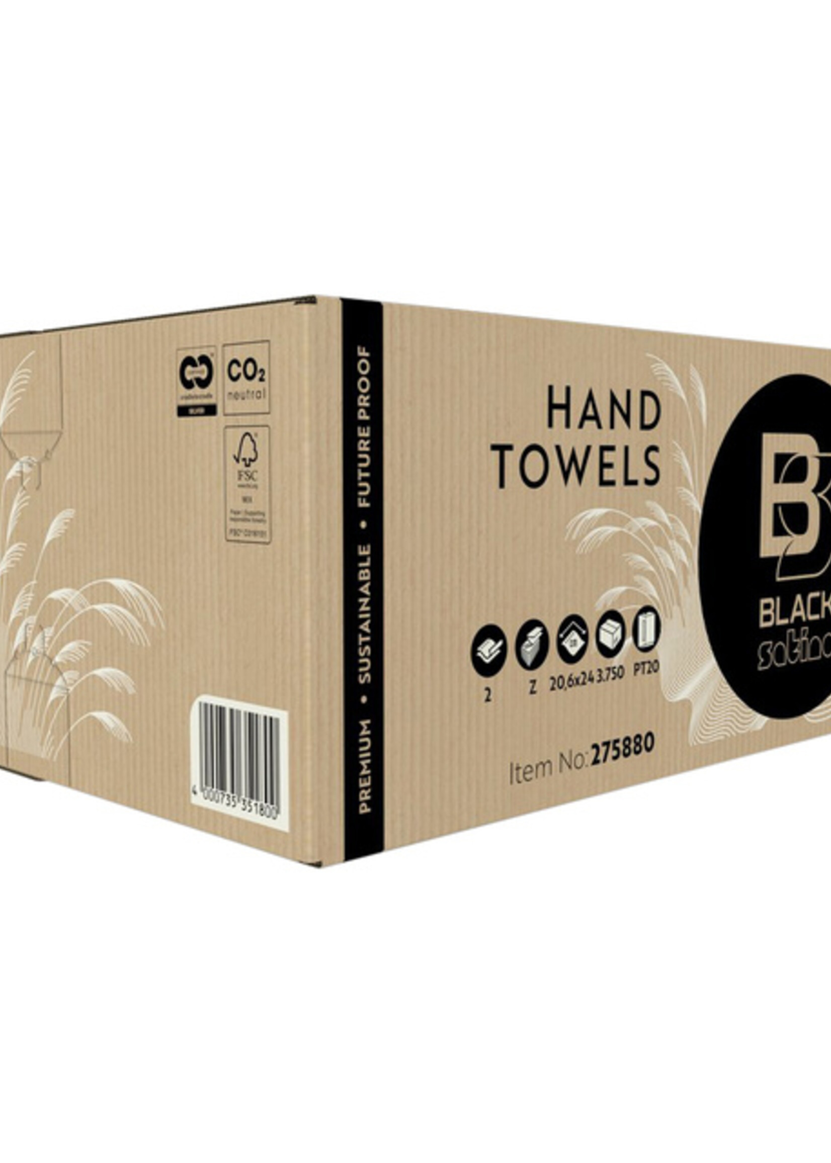 BlackSatino Handdoek BlackSatino GreenGrow PT20 Z-vouw 2-laags 206x240mm 25x150vel naturel 275880